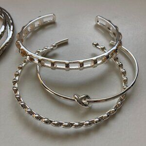 Stella & Dot silver bangle set